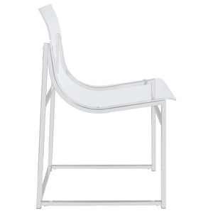 English Elm Hartsell Clear Acrylic Sled Base Dining Chairs Glam Chrome Set for Modern Rooms B062P440064