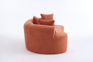 English Elm Crescent-shaped Chenille Loveseat Low Profile Curved Sofa for Modern Living Rooms Orange W5188P450357