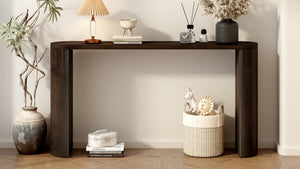 English Elm U_Style Modern Porch Table With Semi-Cylindrical Legs - Elegant Console For Foyer, Living Room & More N711P245617D-GIGA