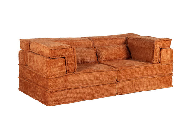 English Elm Compression Mahjong Sofa - Versatile Modular Floor Sofa Bed In Orange, Plush Memory Foam Comfort W3723P377144