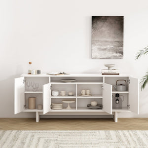 English Elm Ella 71" Sideboard with Soft-Close Doors, Adjustable Shelves, 9 Cubby Spaces & Modern Sled Legs White B365S00110