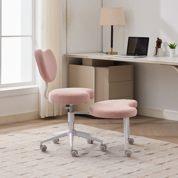English Elm Meditation Chair Plus - Plus-Size Cross-Legged Swivel Seat with Memory Foam, Lumbar Support, Pink W1143P360516