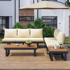 English Elm Outdoor Sectional Sofa Set - Stylish Modular Patio Seating With Adjustable Recline & Storage Solutions N719Z000170A-GIGA