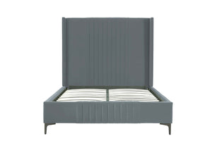 English Elm Promenade Velvet Full Bed In Soft Gray - Elegant Upholstered Design With Sturdy Frame & Easy Assembly B365S00046-GIGA