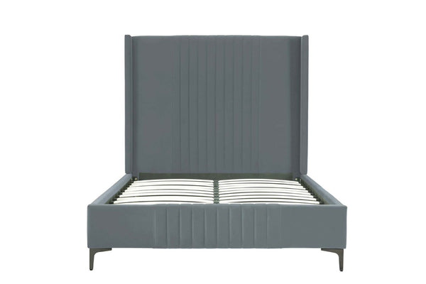 English Elm Promenade Velvet Full Bed In Soft Gray - Elegant Upholstered Design With Sturdy Frame & Easy Assembly B365S00046-GIGA