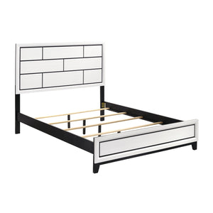 English Elm Modern Contemporary White Finish Eastern King Bed With Black Trim - Stylish, Durable Design For Any Decor B011S01344