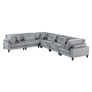 English Elm 6Pc Modular Sectional Set - Cozy Gray Corduroy Upholstery, Flexible Layout, Plush Pillows & Comfort B011S01564