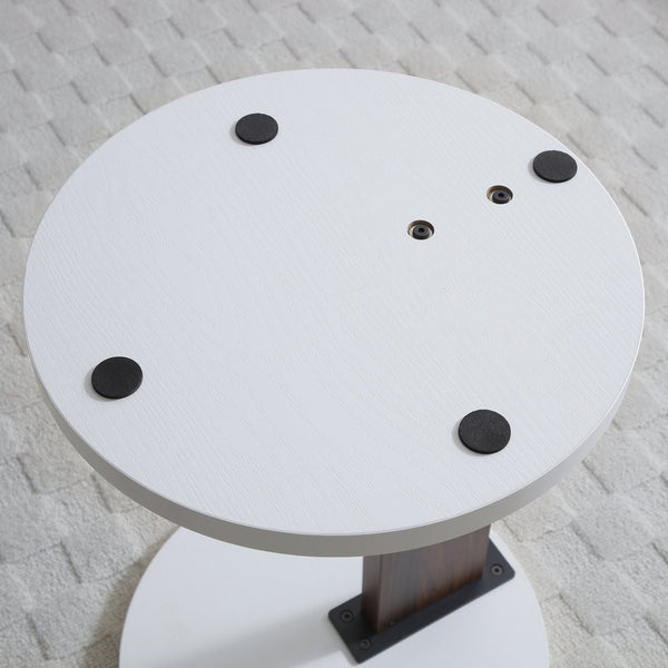 English Elm C-Shaped End Table Slim Side Table for Couch and Bedside, White+Walnut C-Table 15.7” Top, Space-Saving, Easy Assemble (90 cm) W1117P224563