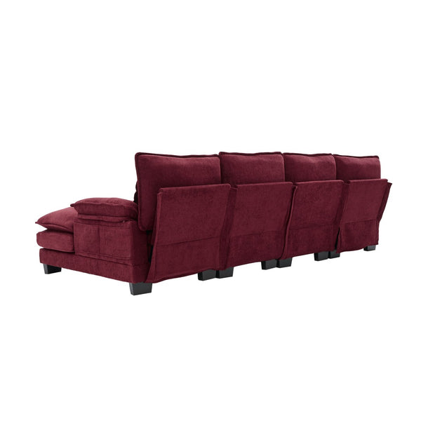 English Elm United We Win U Shaped Cloud Couch - Luxurious Chenille 4-Seat Sectional With Memory Foam & Storage W1568S00214-GIGA