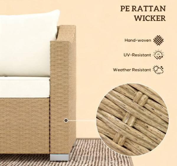 English Elm Outdoor Hand-woven Pe Rattan 3-seat Patio Sofa with All-weather Cushions Included T3971P417926
