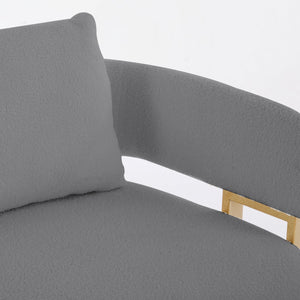 English Elm TS Modern decorative chair with teddy fleece upholstery, ergonomic sponge cushion and gold legs for luxe comfort and style Grey+Gold W2311P364626