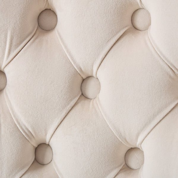 English Elm Swivel Velvet Barstool with Tufted Back, 360° Swivel, Plush Foam & Steel Spring Seat, Sturdy Wood Frame (Set of 2) Beige W1143P241329