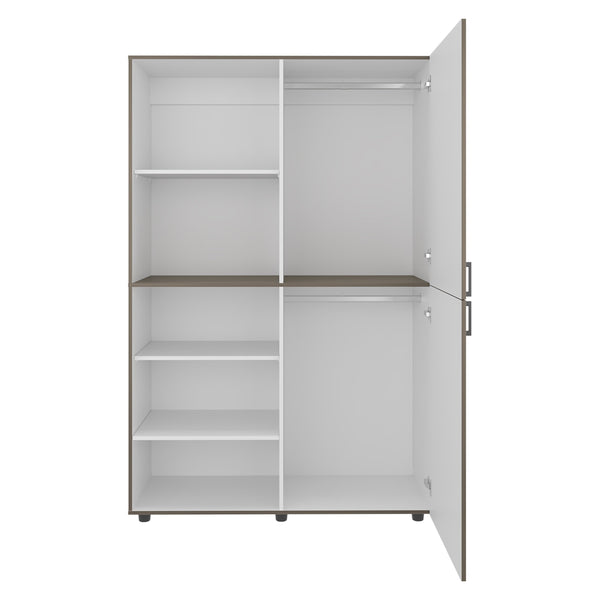 English Elm Wardrobe Spacious 72.4" H Two-Door Engineered Wood Closet with Five Shelves, Six Legs, Modern Appeal Gray 52.76 L x 22.83 W x 5.51 H B097S00205