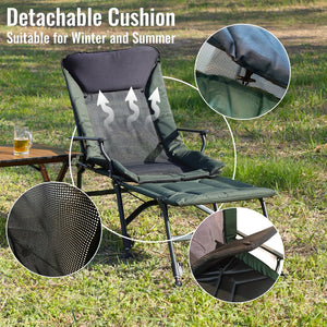 English Elm Camping Lounge Chair With Detachable Footrest - Portable, Adjustable Recliner For Comfort Outdoors W241106343