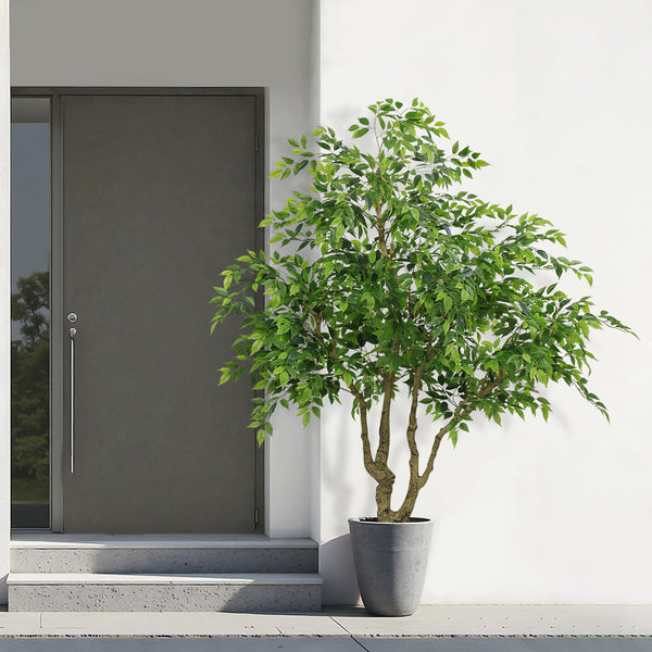 English Elm 7ft Artificial Banyan Tree Sculpted Trunk Silk Foliage Large Indoor Statement Plant W2945P458774