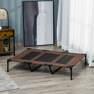 English Elm PawHut Elevated Breathable Dog Bed 48"x36" Portable Pet Cot with Steel Frame, Mesh, Travel Bag Tan W2225P200381