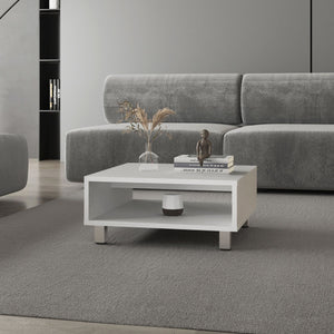 English Elm Avondale Modern Melamine Coffee Table with Durable Scratch-Resistant Surface and Open Storage Shelf White 28.3 L x 25.2 W x 2.8 H B128P244983