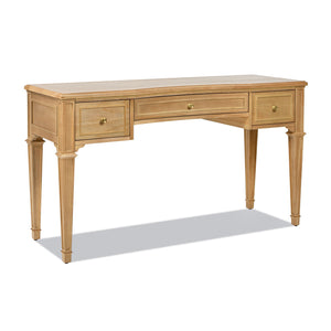 English Elm Jennifer Taylor Home - Dauphin 55" Executive Desk In Natural Brown Rubber Wood - Elegant Design With 3 Soft-Close Drawers B2719P238478