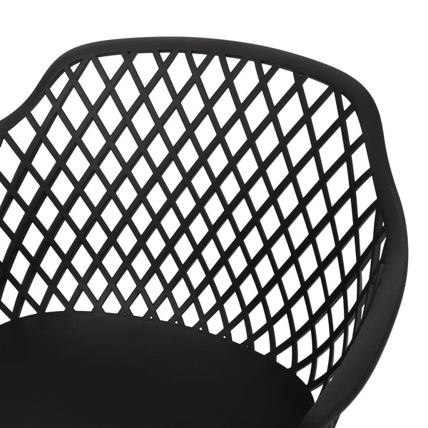 English Elm Christopher Knight Home® - POPPY Weather-Resistant Outdoor Dining Chair with Diamond Mesh Design, Sturdy Polypropylene Comfort Black 24 L x 23.5 W x 22.4 H 69069.00BLK