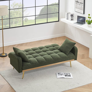 English Elm 69 Convertible Sofa Bed for Small Spaces 69-Inch Fabric Futon with Solid Wood Frame, Comfort Seat Green W3356P298523