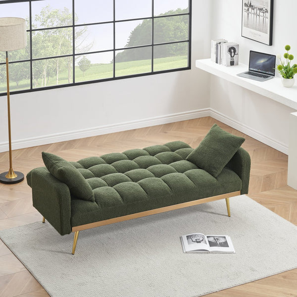 English Elm 69 Convertible Sofa Bed for Small Spaces 69-Inch Fabric Futon with Solid Wood Frame, Comfort Seat Green W3356P298523