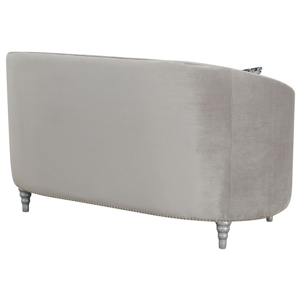 English Elm Colby Grey C-Shaped Tufted Velvet Loveseat with Rhinestone Buttons & Chrome Nailheads for Luxe_rooms (97) B062P357774