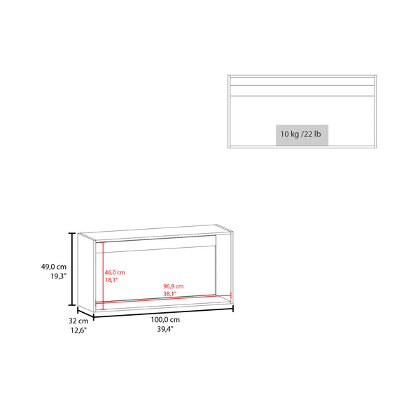 English Elm Wall cabinet 19"H Double-Door White Engineered Wood with Two Shelves, Metal Handles, Compact Durable Storage B097P221380