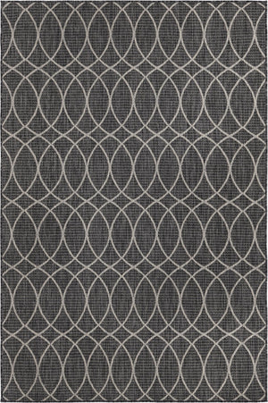 Unique Loom Outdoor Trellis Gitter Machine Made Trellis Rug Charcoal, Ivory 5' 3" x 8' 0"