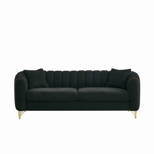 English Elm Oversized Chenille Sofa - Luxurious 3+3 Seater With Gold Legs, Ideal For Modern Living Spaces & Comfort W3373S00041-GIGA
