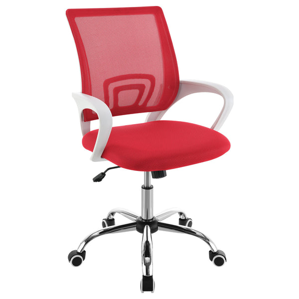 English Elm Anaheim Breathable Mesh Upholstered Office Chair with Chrome Base, Adjustable Height & Arms for Comfort Red B062P299805