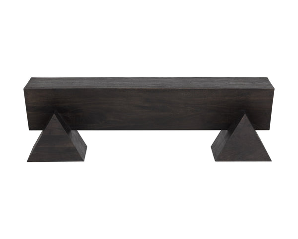Sunpan Gregor Bench - Stylish Angular Seating in Solid Acacia Wood, Perfect for Contemporary Spaces Dark Brown