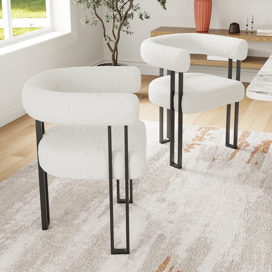 English Elm Counter Height Stools Set of 2 Mid-century Metal Legs Ergonomic Kitchen Island Seating Beige T3623P432004