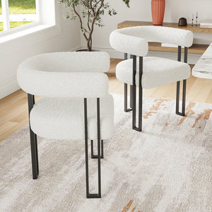 English Elm Counter Height Stools Set of 2 Mid-century Metal Legs Ergonomic Kitchen Island Seating Beige T3623P432004