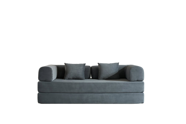 English Elm Convertible Sleeper Sofa Bed with Corduroy Upholstery, 4‑in‑1 Folding Couch Mattress, Space‑Saving Lounge Gray W3434P346243