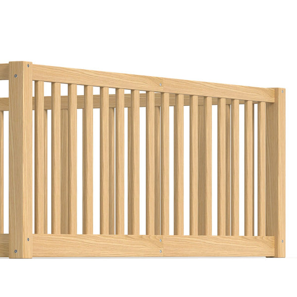 English Elm Queen Kids Floor Bed Pine Wood Frame with Safety Rails Door and Low Profile Design Natural W1580P417673