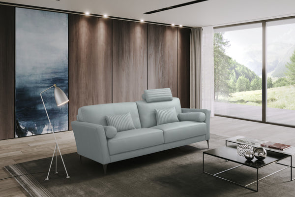 English Elm Tussio Italian Top Grain Leather Loveseat Tailored Silhouette with Accent Pillows B2726P498447