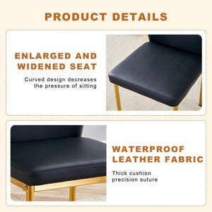 English Elm Table 35" Transparent Round Glass Dining Set With Gold Metal Base & 4 Black Pu High-Resilience Chairs W1151S03702-GIGA