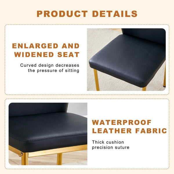 English Elm Table 35" Transparent Round Glass Dining Set With Gold Metal Base & 4 Black Pu High-Resilience Chairs W1151S03702-GIGA