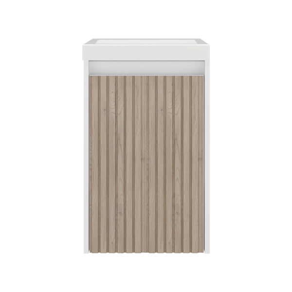 English Elm Syracuce Floating Vanity with Fluted Door Resin Sink and Shelved Storage for Small Bathrooms B070P487560