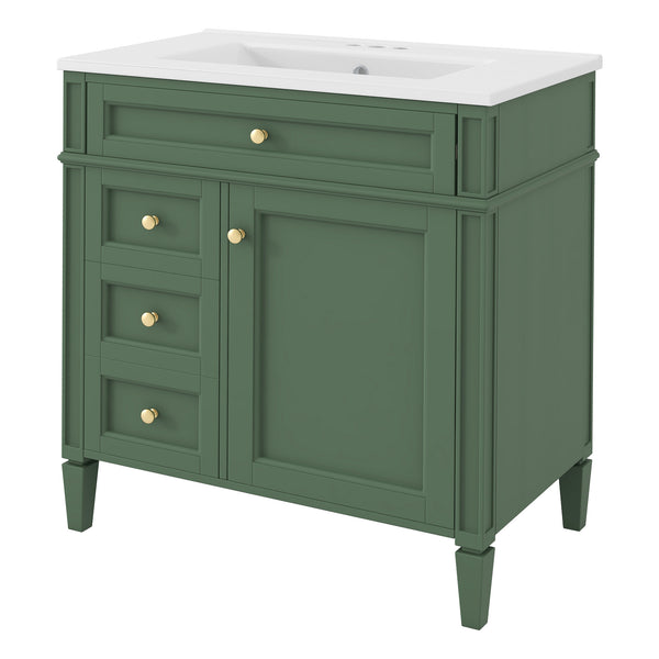 English Elm 30'' Modern Bathroom Vanity With Ceramic Sink, Ample Storage & Soft-Close Drawers For Elegance N710P206904F