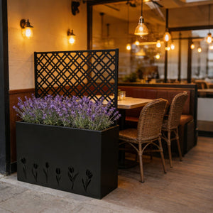 English Elm Tall Galvanized Metal Raised Planter with Integrated Trellis Outdoor Privacy Screen W1586P455892