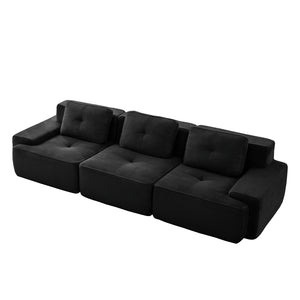 English Elm 117" Modern Modular Sectional Sofa - Luxurious Corduroy, Deep Seating, No Assembly, Anti-Slip Design W714S01476