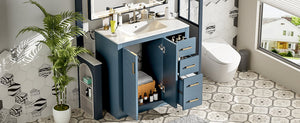 English Elm 36'' Bathroom Vanity with Ceramic Sink Combo Solid Wood Frame Soft-Closing Drawers Ample Storage Elegance Indigo N710P243327M