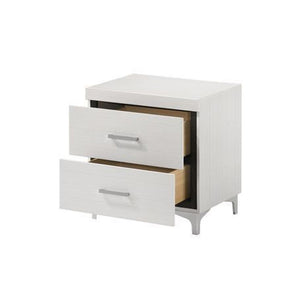 English Elm 2 Drawer Nightstand with Metal Legs White Finish — Sleek Modern Bedside Storage, Compact 2-Drawer Design for Small Spaces and Stylish Organization B016P316022