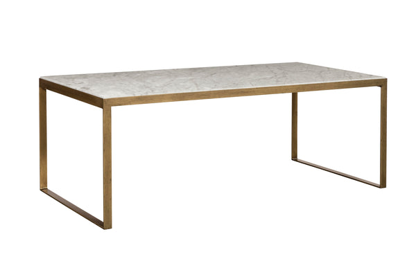 Sunpan Evert Modern Marble Coffee Table with Antique Brass Frame - Elegant Home Accent for Any Room Low - 39.5W x 21.5D x 14.75H