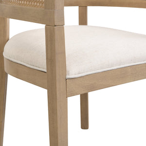 English Elm Christopher Knight Home® - DINING Chair Set of 2 with Rattan Round Back and Upholstered U‑Seat, Wood Frame, Contemporary Style Beige+Natural N771P192287B