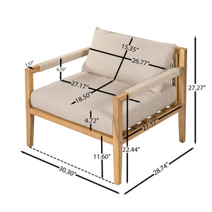 English Elm Christopher Knight Home® - Acacia Wood Leisure Chair With Beige Rope – Stylish, Spacious & Weather-Resistant For Any Patio N769P326314T_2