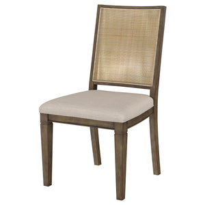 English Elm Stewart Woven Rattan Back Dining Side Chairs Set of 2 — Mahogany Frame, Light Brown Finish, Textured Elegant Seating for Casual & Formal Dining Room Ambiance B062P299931