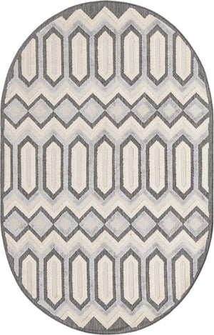 Unique Loom Arlo JJ Machine Made Tribal Rug Charcoal, Ivory/Gray 5' 3" x 8' 0"