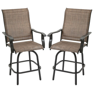 English Elm Outsunny Set Of 2 Stylish Swivel Bar Stools With Armrests For Outdoor Comfort & Durability, Brown W2225P174460-GIGA